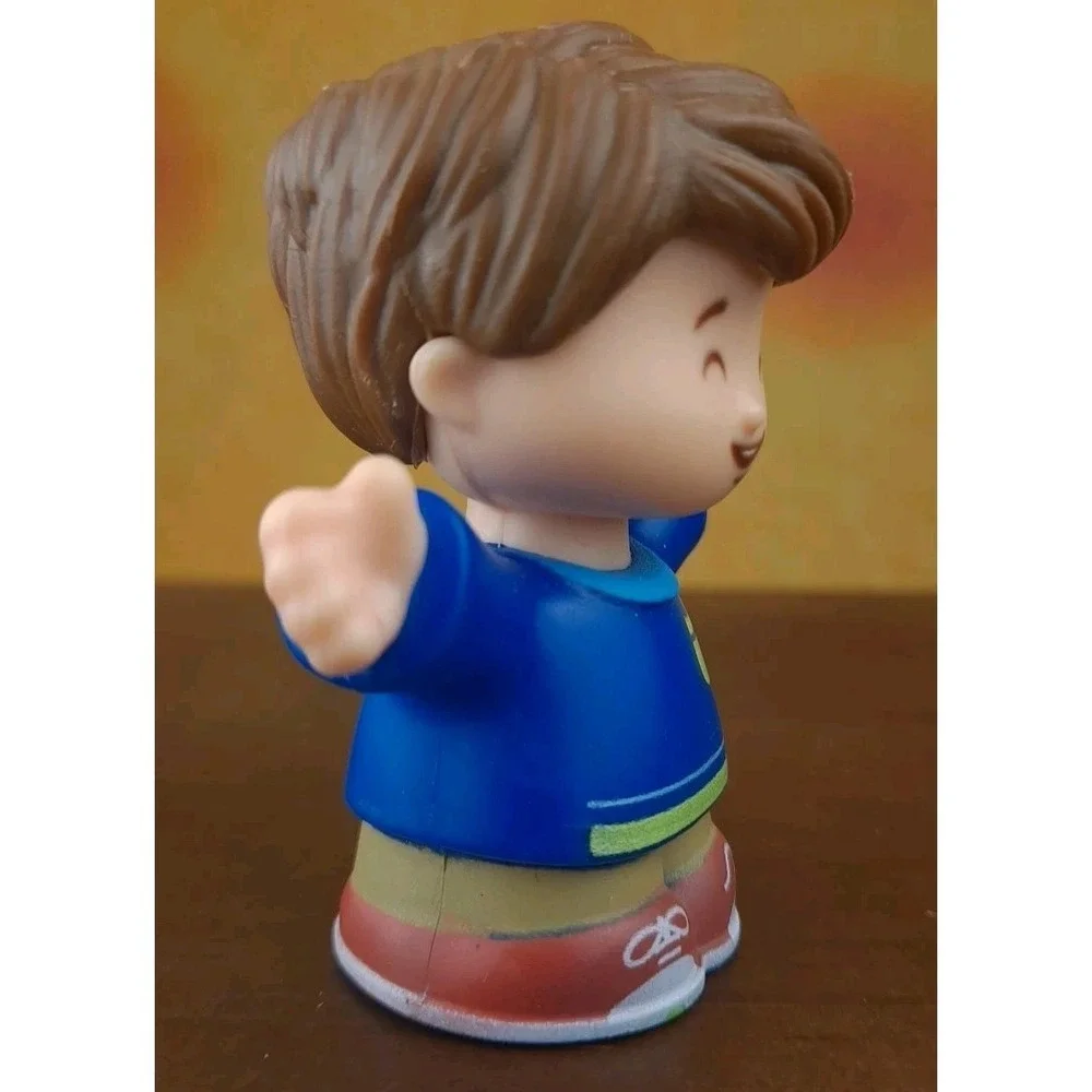 Fisher Price Little People Figure Boy in Blue Shirt Smiling School Bus Toy #340